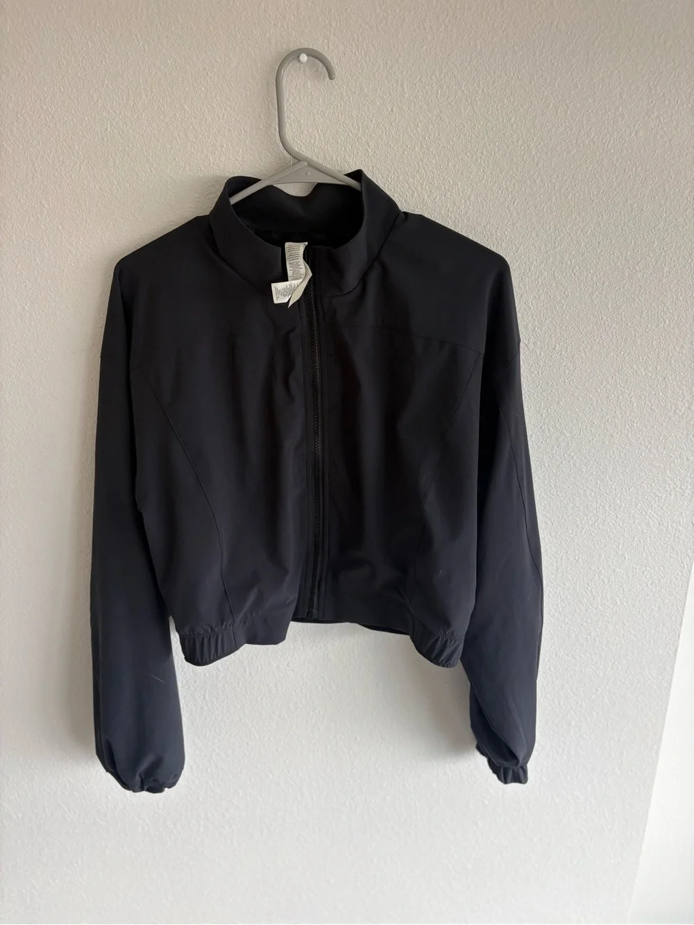 ALO Yoga Black Cropped Zip Bomber Jacket